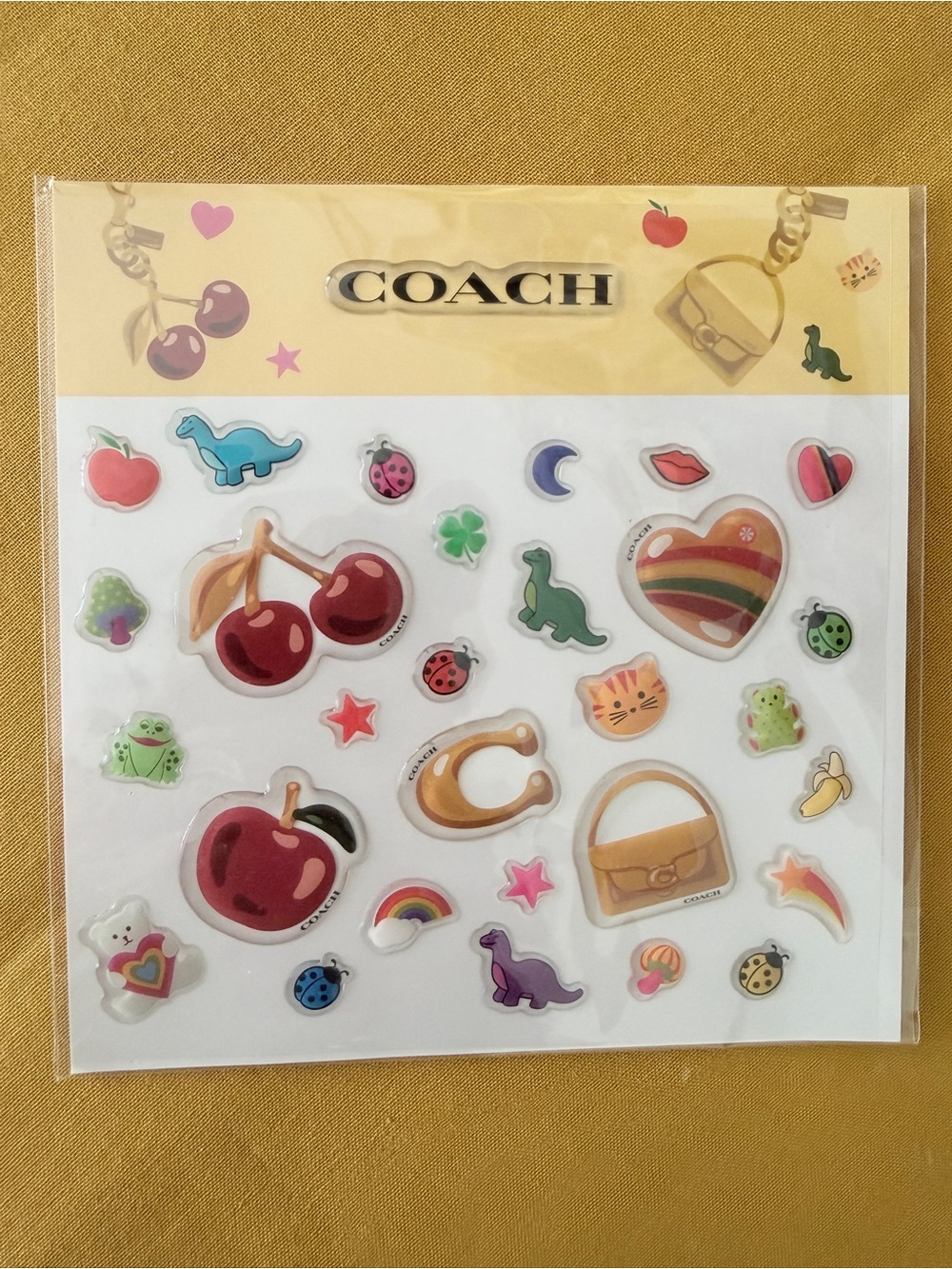 Coach Apple Cherry Dinosaur Rainbow Stickers Sheet